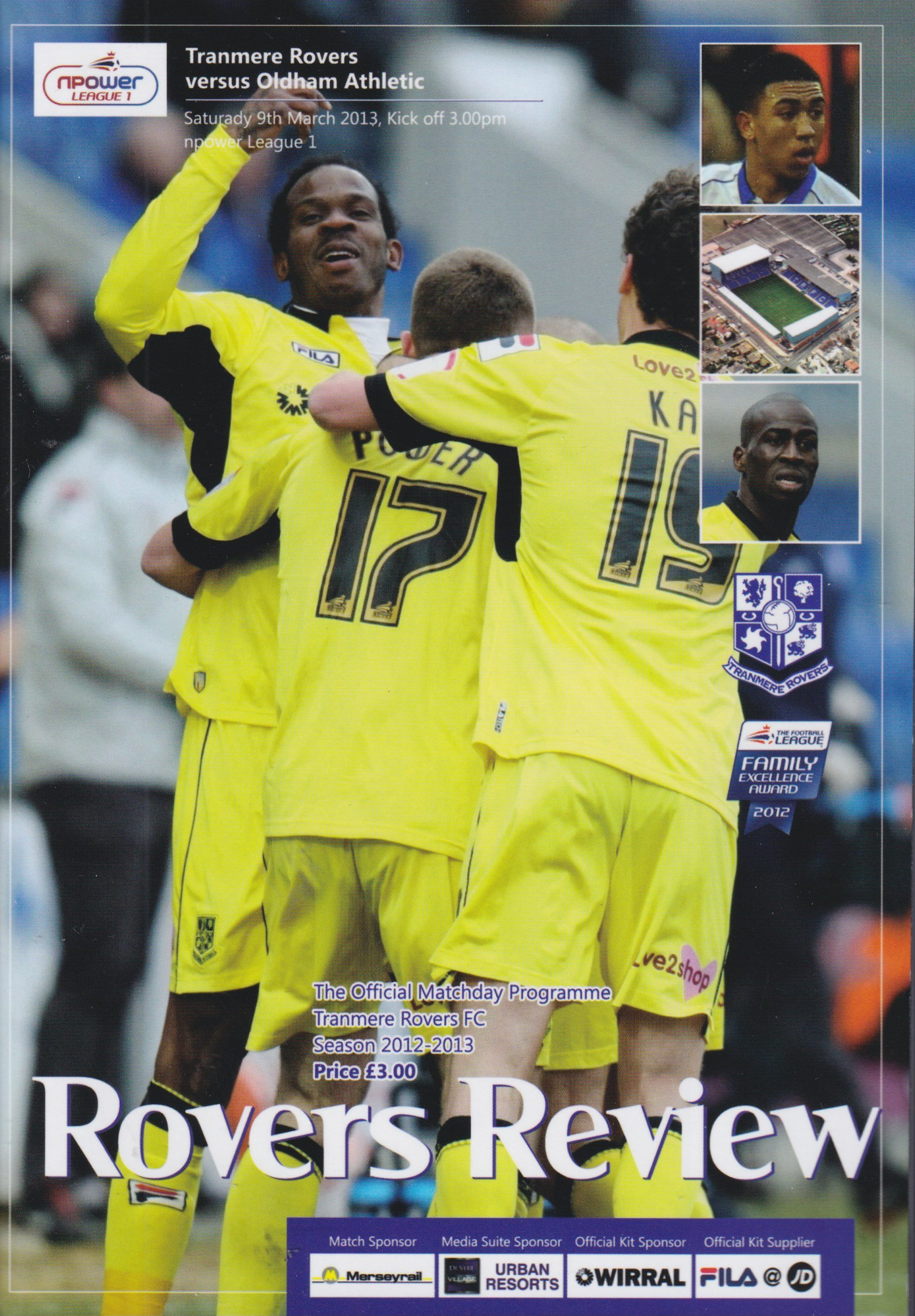 Tranmere Rovers v Oldham Athletic match programme